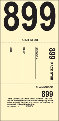 3 Part Standard/STKDAL Parking Ticket Stock Generic